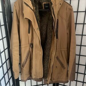 Forever 21 Sherpa Lined Utility Parka Coat Jacket — Tan Brown (M)